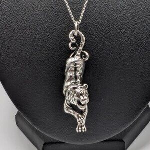 Solid Sterling SIlver Lion Pendant